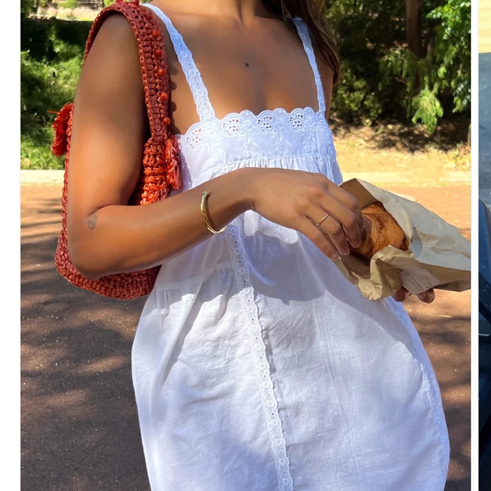 White Lace Trim dress